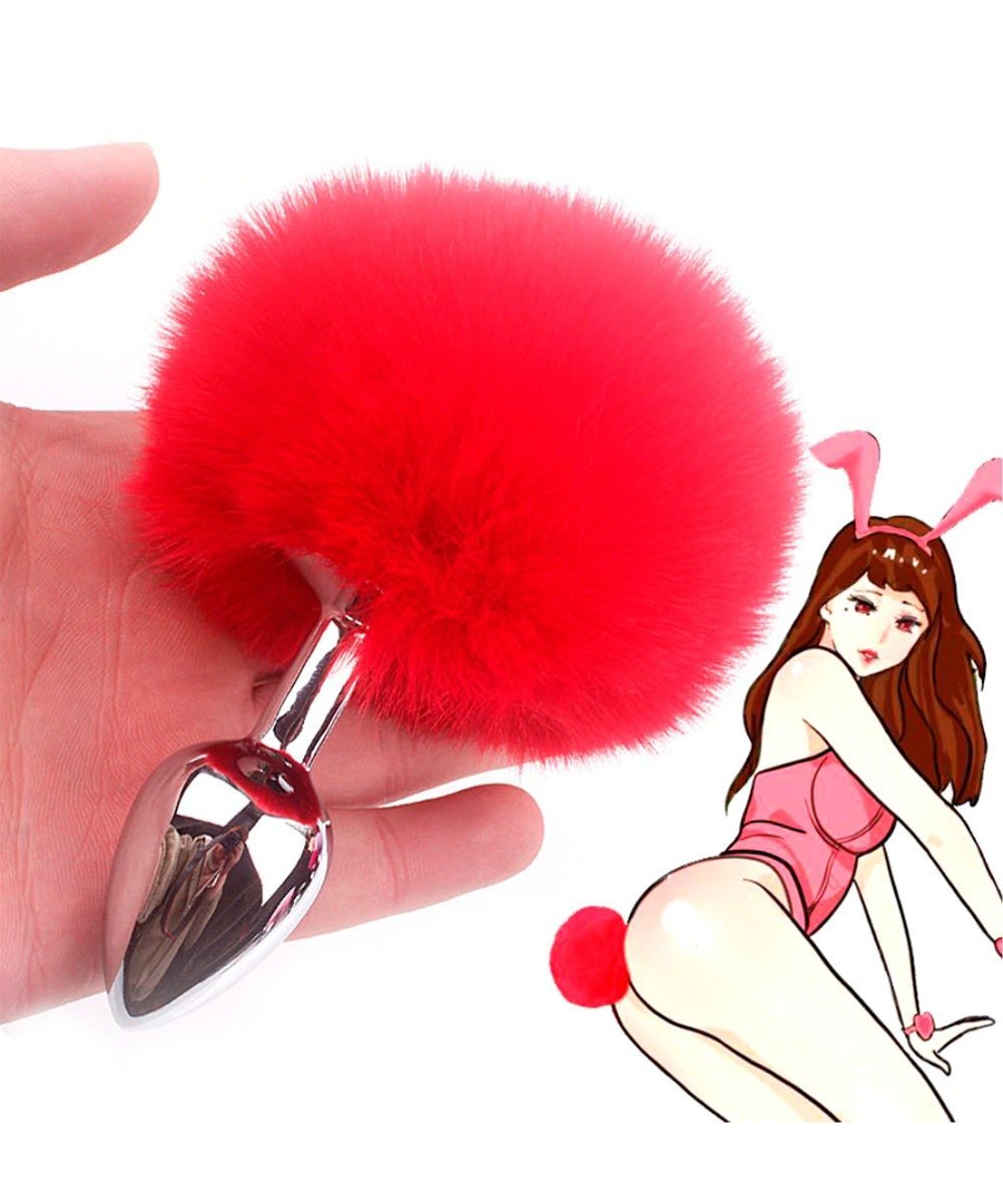 Plug anal em metal com rabo pompom
